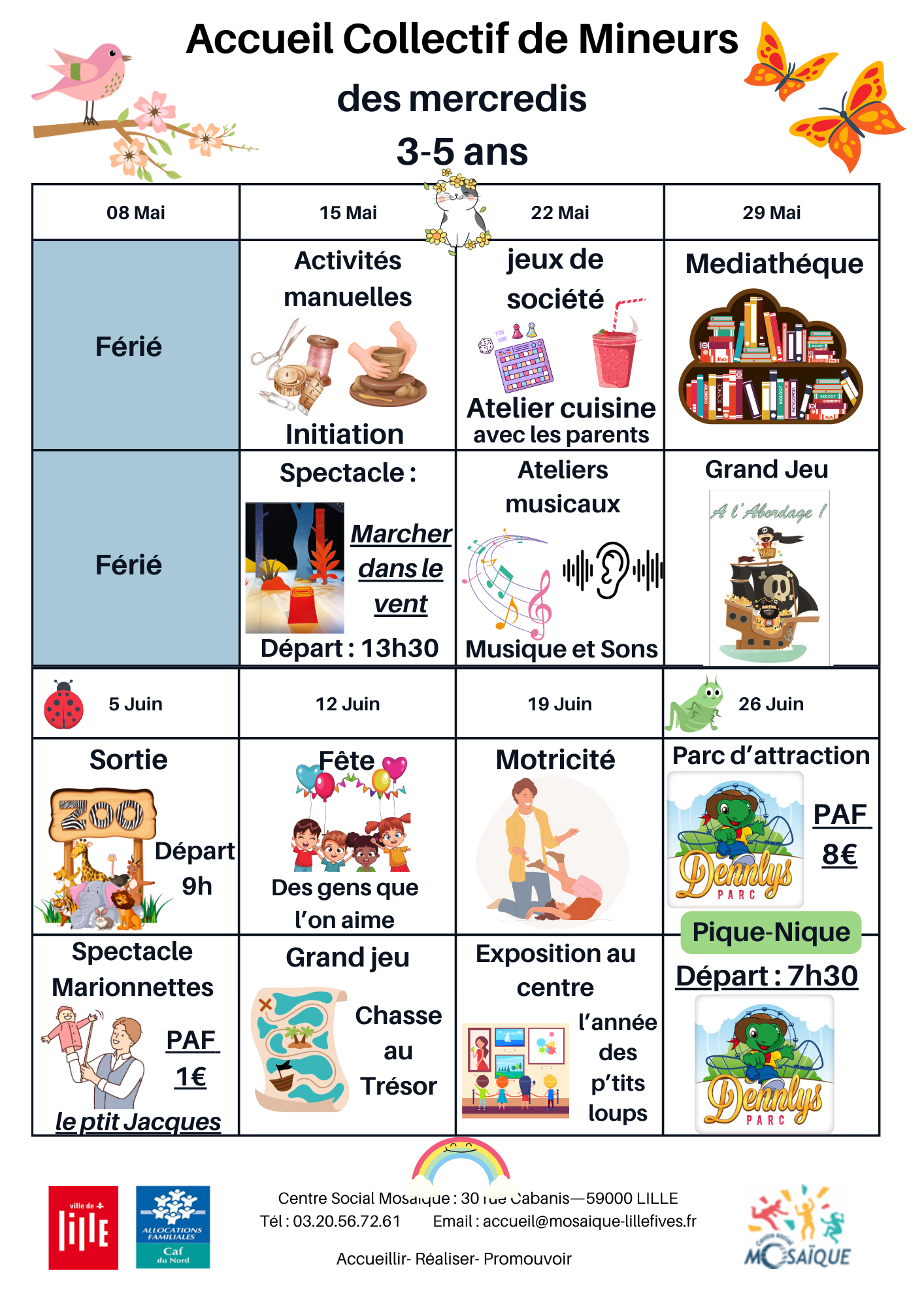 Programme Mercredis Mai Juin 2024 Centre Social Mosaique